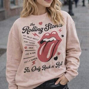The Rolling Stones Graphic Sweatshirt Soft Pink 2X Oversized Style